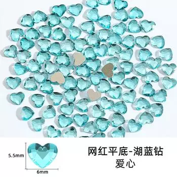 Нейл-арт с плоским дном, бриллиант Love Diamond, супер-вспышка, многогранный персиковый бриллиант в форме сердца, розовое озеро, сине-зеленые бриллианты для нейл-арта