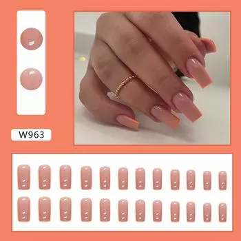 Нейл-арт, создающий праздничную атмосферу, милый девчачий сверкающий розовый накладной ноготь Trapezoid French