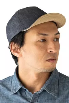 Нейлоновая джинсовая кепка бейсболка джинсовая весна лето осень индиго синий синий большой размер для улицы размер L окружность светло-индиго x натуральный