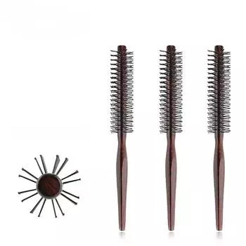 Нейлоновая круглая щетка для волос, антистатическая расческа, парикмахерская, сушка феном, челка, грушевидная голова, прямые волосы, парикмахерская, деревянная расческа чёрный