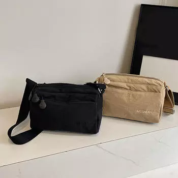 Нейлоновая квадратная сумка с широким ремешком, водонепроницаемая, сверхлегкая, наплечная сумка унисекс, повседневная, через плечо, дорожная, портативная, с несколькими отделениями хаки