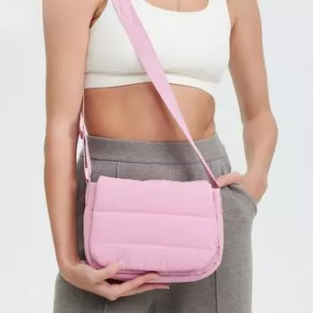 Нейлоновая маленькая квадратная женская сумка-клипса из хлопка с широким плечевым ремнем, простая легкая сумка-клапан чёрный