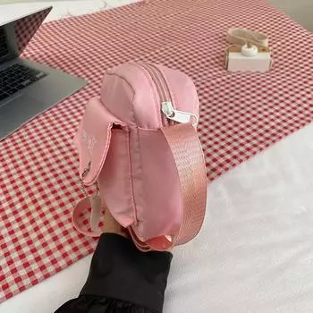 Нейлоновая маленькая женская сумка, новая универсальная японская симпатичная простая сумка через плечо с косым ремешком, маленькая квадратная сумка розовый