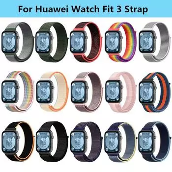 Нейлоновая петля для часов Huawei Fit 3, браслет, спортивный ремешок для часов Huawei Watch Fit 3, умные часы, тканый эластичный Correa For Huawei Watch Fit 3 белый