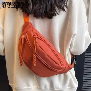 Нейлоновая повседневная сумка для женщин, новая модная сумка через плечо, мужская спортивная сумка на грудь, поясная сумка чёрный