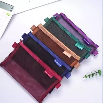 Нейлоновая прозрачная сумка для купюр в стиле ретро с застежкой-молнией, канцелярская сумка, модный сетчатый пенал для путешествий зелёный