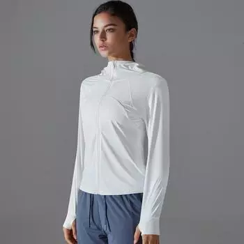 Нейлоновая пряжа Ice Silk Cool Yoga для похудения, солнцезащитное пальто, женская летняя УФ-защитная дышащая одежда с капюшоном, солнцезащитная одежда M