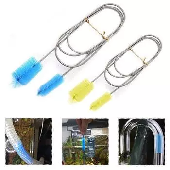 Нейлоновая щетка для чистки аквариума Новое поступление U-образная щетка из нержавеющей стали с воздушной трубкой Гибкая пружинная щетка Многофункциональные аксессуары 900mm прозрачный