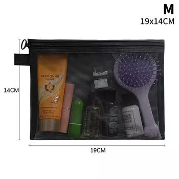 Нейлоновая сетчатая папка-файл A4 A5 A6 Прозрачная на молнии Документы для тестов Информация Студенческая сумка для ручек Прозрачная сетчатая косметичка M 19x14CM