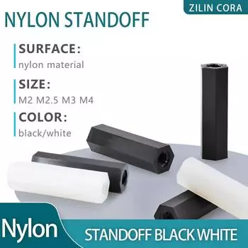 Нейлоновая шестигранная стойка с метрической резьбой для материнской платы, шестигранная проставка черного и белого цвета M2 M2.5 M3 M4 M2&23mm (20pcs)