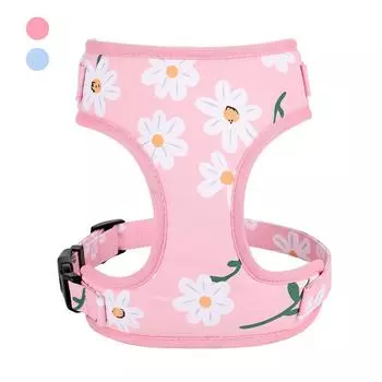 Нейлоновая шлейка для собак с принтом, сетчатая, дышащая, для щенков, шлейка, жилет, мягкая, с подкладкой, для домашних животных, регулируемая, для маленьких и больших собак, розовая S