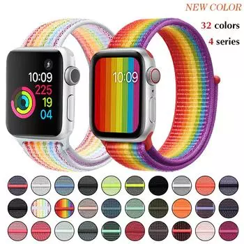 Нейлоновая спортивная петля, мягкая для iwatch Series 4/5/3/2/1, дышащий сменный ремешок для часов Apple Watch, ремешок 38 мм/40 мм/42 мм/44 мм