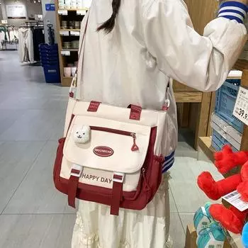 Нейлоновая студенческая сумка через плечо, тонированная женская сумка чёрный