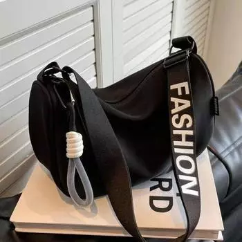 Нейлоновая сумка через плечо большой вместимости с широким ремнем One size чёрный