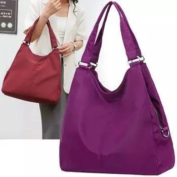 Нейлоновая сумка через плечо для женщин 2025 года, новая универсальная сумка большой вместимости, сумка для мам, ультралегкая сумка для покупок, женская сумка 38x14x32cm чёрный