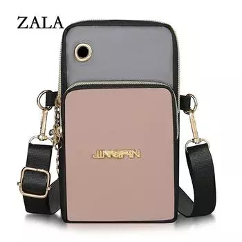 Нейлоновая сумка через плечо контрастного цвета для телефона, небольшая сумка через плечо с вертикальной молнией, кошелек-мессенджер, кошелек для монет, карточек 10x8x18cm серо голубой