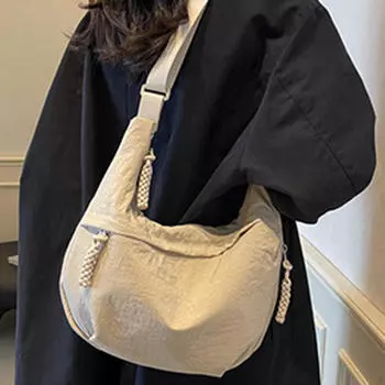 Нейлоновая сумка через плечо, модная, вместительная, простая, для путешествий, езды на велосипеде бежевый