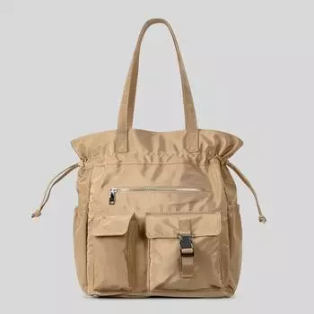 Нейлоновая сумка через плечо с завязками на шнурке, вместительная, простая, с несколькими карманами, школьная сумка для учениц, повседневная, универсальная сумка темно-зеленого