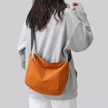 Нейлоновая сумка через плечо, сверхлегкая, простая, вместительная, однотонная, универсальная, на одно плечо