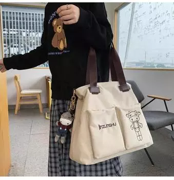 Нейлоновая сумка через плечо, женская сумка для старшеклассников, сумка через плечо чёрный