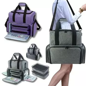 Нейлоновая сумка для маникюра, большая вместительная косметичка, портативная косметическая сумка-органайзер для женщин серый