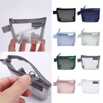 Нейлоновая сумка для монет, сетчатая мини-косметичка для ключей, губная помада, портмоне, школьные принадлежности