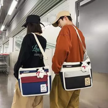 Нейлоновая сумка-мессенджер, цветная большая вместительная сумка через плечо для студентов, женская сумка через плечо чёрный