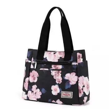 Нейлоновая сумка на плечо с цветочным принтом, женская сумка большой емкости, сумка для матери, водонепроницаемая большая сумка