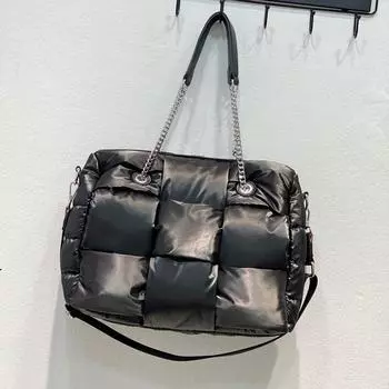 Нейлоновая сумка, новая женская осенне-зимняя сумка, модное хлопковое пальто, космическая хлопковая воздушная сумка, ручная сумка через плечо серый