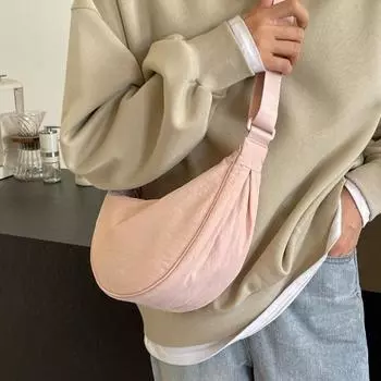 Нейлоновая сумка-пельмень на одно плечо, женская сумка-портфель, универсальная маленькая тканевая сумка, примерочная для дома с такой же сумкой-мессенджером для женщин розовый