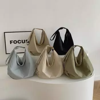 Нейлоновая сумка, японская простая сумка-тоут, большая вместимость, женская сумка, повседневная сумка через плечо хаки