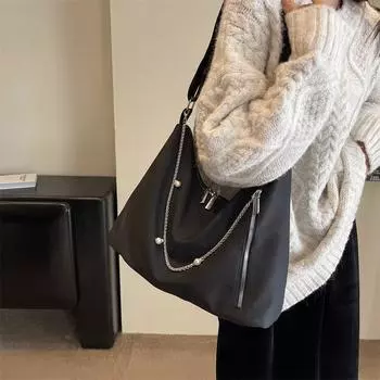 Нейлоновая сумка с цепочкой, женская сумка через плечо большой емкости белый