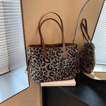 Нейлоновая сумка-тоут с леопардовым принтом на молнии, высококачественная модная сумка через плечо, мягкая, простая сумка для поездок на работу чёрный