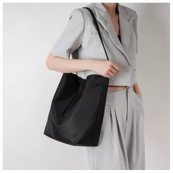 Нейлоновая сумка-ведро Большая вместительная сумка Сумка на одно плечо чёрный