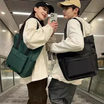 Нейлоновая сумка, женская большая сумка, большая вместительная сумка на плечо, студенческая пригородная сумка чёрный