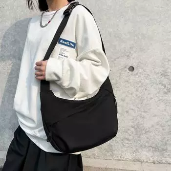 Нейлоновая сумка Женская сумка через плечо Холщовая сумка M чёрный