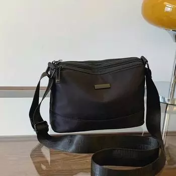 Нейлоновая ткань Классическая маленькая квадратная сумка Корейская повседневная универсальная модная сумка Высококачественная многослойная водонепроницаемая сумка чёрный