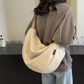 Нейлоновая ткань женская большая вместительная уличная трендовая широкополосная портативная сумка через плечо для пельменей чёрный