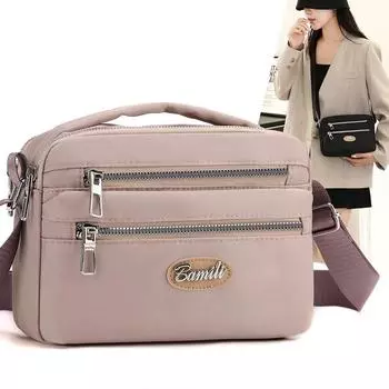 Нейлоновая женская маленькая сумка через плечо сумка для мам среднего и пожилого возраста серый/фиолетовый