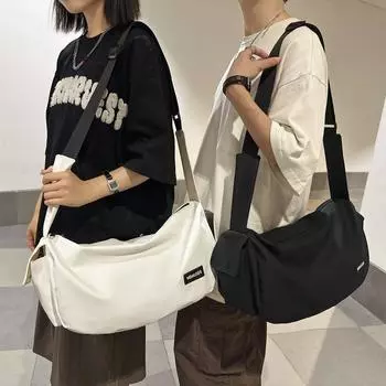 Нейлоновая женская сумка через плечо, мужская сумка через плечо большой емкости, однотонная сумка-мессенджер белый