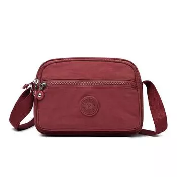 Нейлоновая женская сумка Легкая сумка через плечо Сумка на плечо Многокарманная сумка для мамы темно-красного