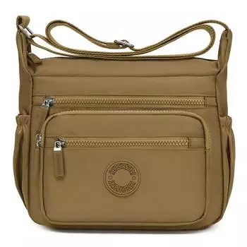 Нейлоновая женская сумка многослойная сумка для мамы большая вместимость сумка через плечо легкая водоотталкивающая сумка кросс-боди коричневый