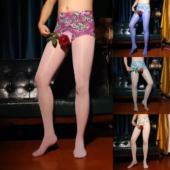 Нейлоновое нижнее белье с маслянистым принтом, обычное, блестящее, повседневное Open Sheath M