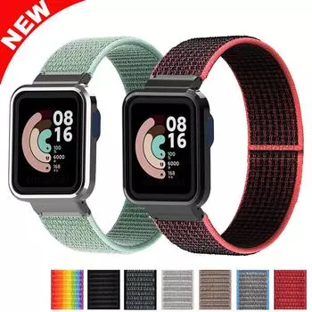 Нейлоновые браслеты для Xiaomi Mi Watch Lite, чехол-ремешок, металлический протектор для Redmi Watch 2 Lite/Mi Watch Lite, бампер Correa Band For Mi Watch Lite чёрный