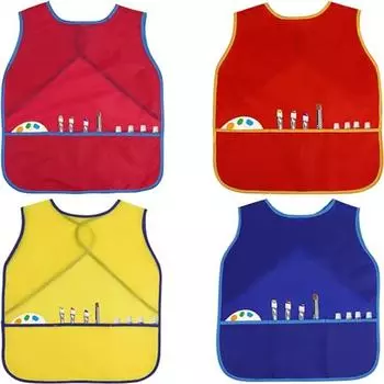 Нейлоновые фартуки для рисования с 3 карманами, детский фартук, рукоделие, детская художественная накидка для дома S красный