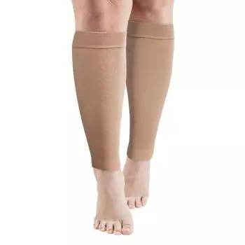 Нейлоновые компрессионные чулки с рукавами до икры, дышащие компрессионные чулки, предотвращающие варикозное расширение вен L бежевый