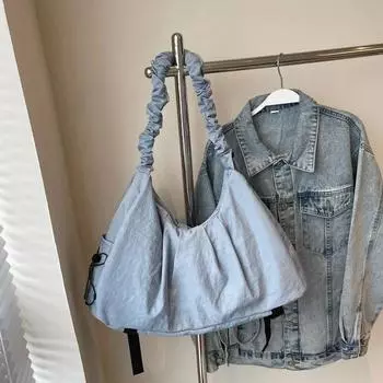 Нейлоновые однотонные швейные нитки милые женские сумки-тоут высокого качества с внутренним карманом на молнии на плече чёрный