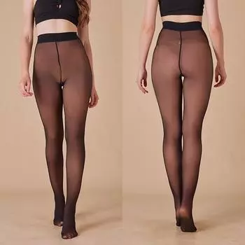 Нейлоновые проницаемые для кожи леггинсы большого размера с промежностной вставкой, проницаемые для кожи, осенне-зимние женские черные проницаемые для кожи колготки первой линии промежностной вставки L /80g No plush