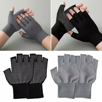 Нейлоновые рабочие перчатки, нескользящие перчатки для езды на велосипеде, тонкие перчатки с полупальцами, дышащие, нескользящие, спортивные перчатки для йоги, мягкие на открытом воздухе 1 pair чёрный
