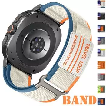 Нейлоновые ремешки One Click для Samsung Galaxy Watch Ultra Strap 47 мм, аксессуары для женщин и мужчин, регулируемый спортивный браслет без зазоров для Galaxy watch 7 Ultra Band L for Galaxy watch 7 Ultra чёрный